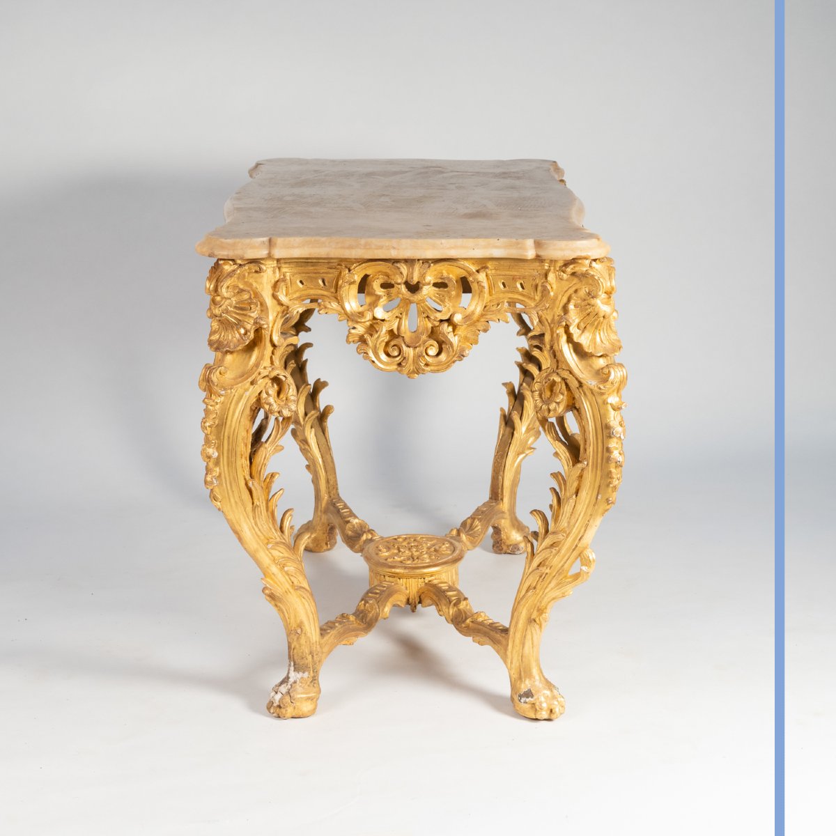 Louis XV Style Center Table In Wood And Gilded Stucco, XIXth-photo-1