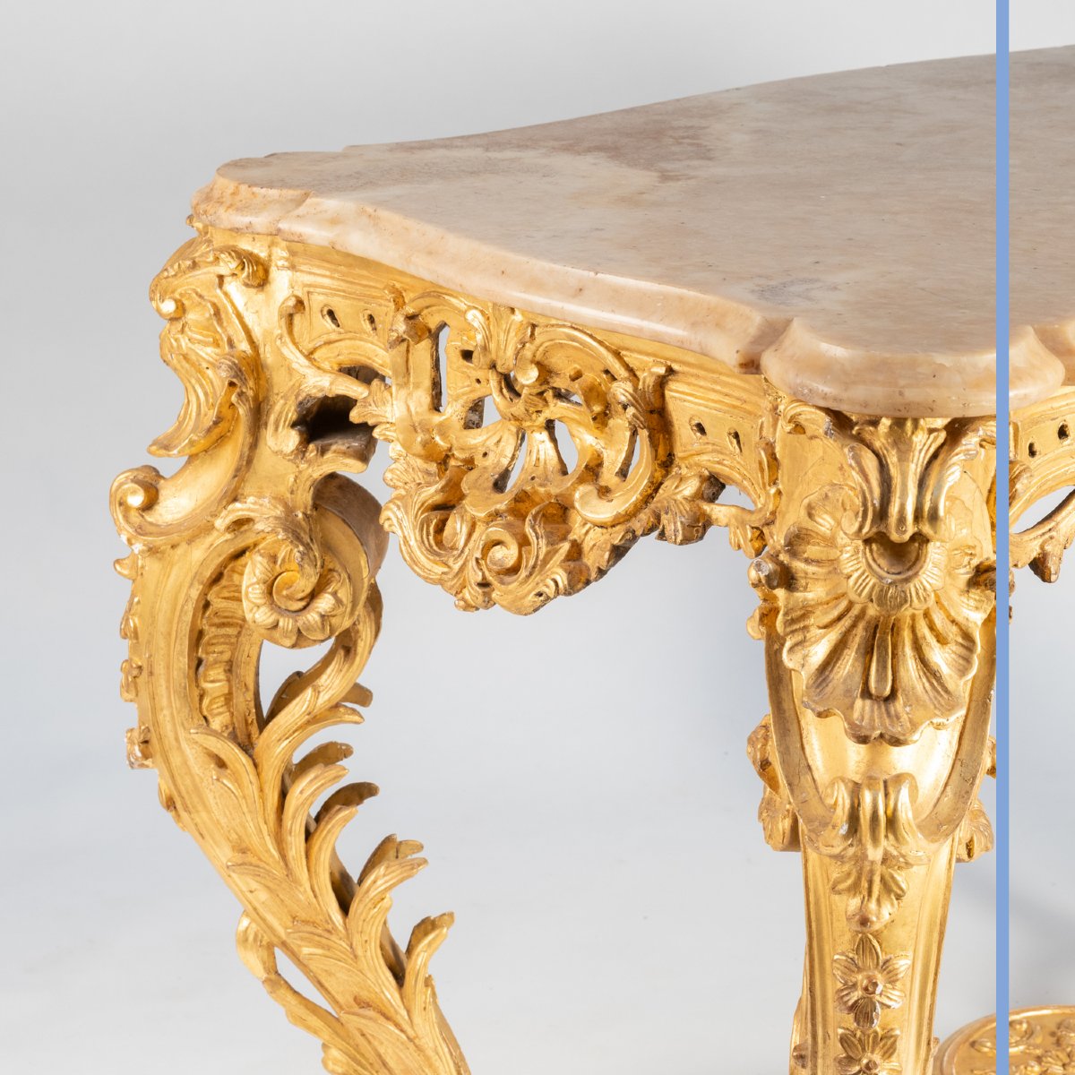 Louis XV Style Center Table In Wood And Gilded Stucco, XIXth-photo-2