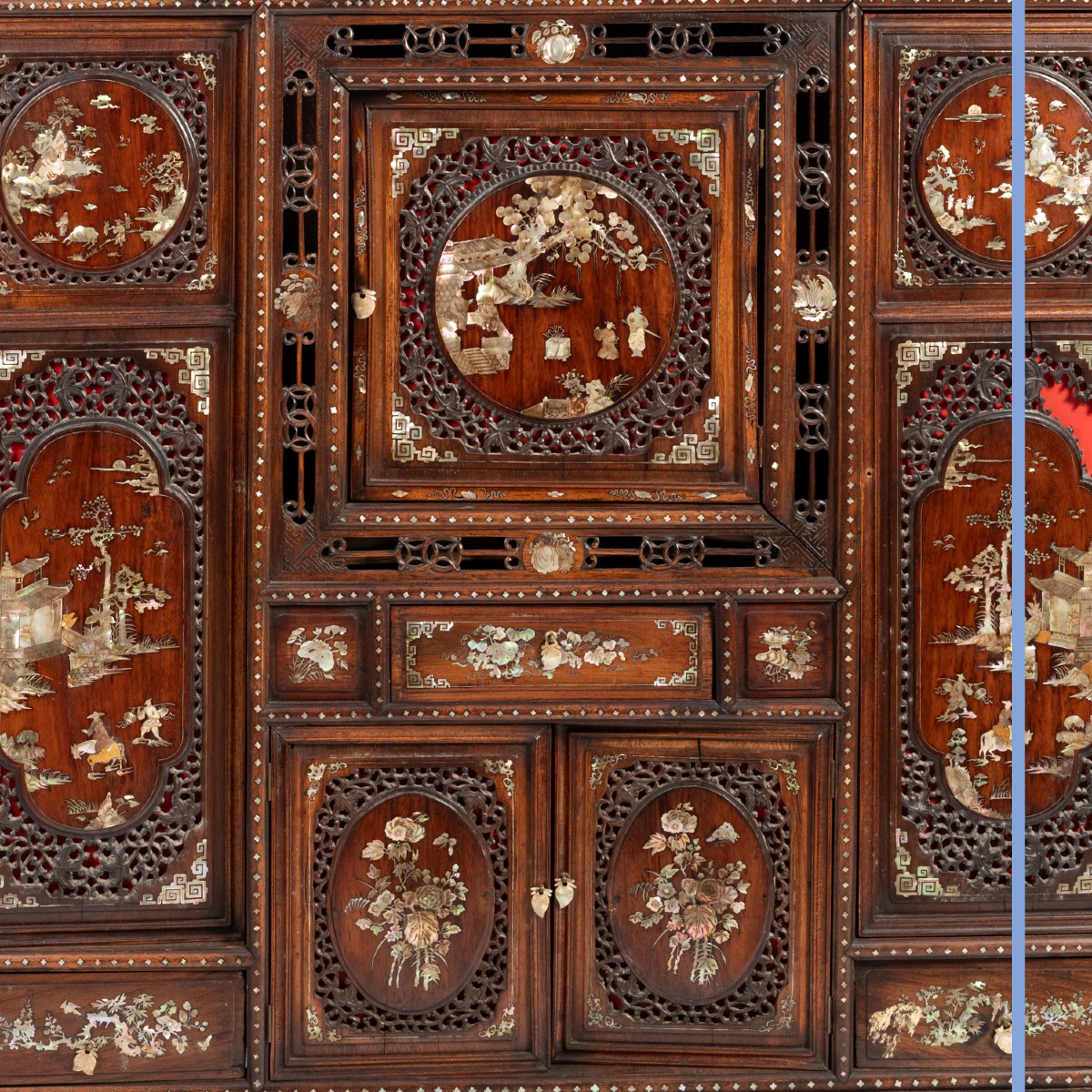 Haut buffet Indochinois marqueté de nacre, XXe-photo-4