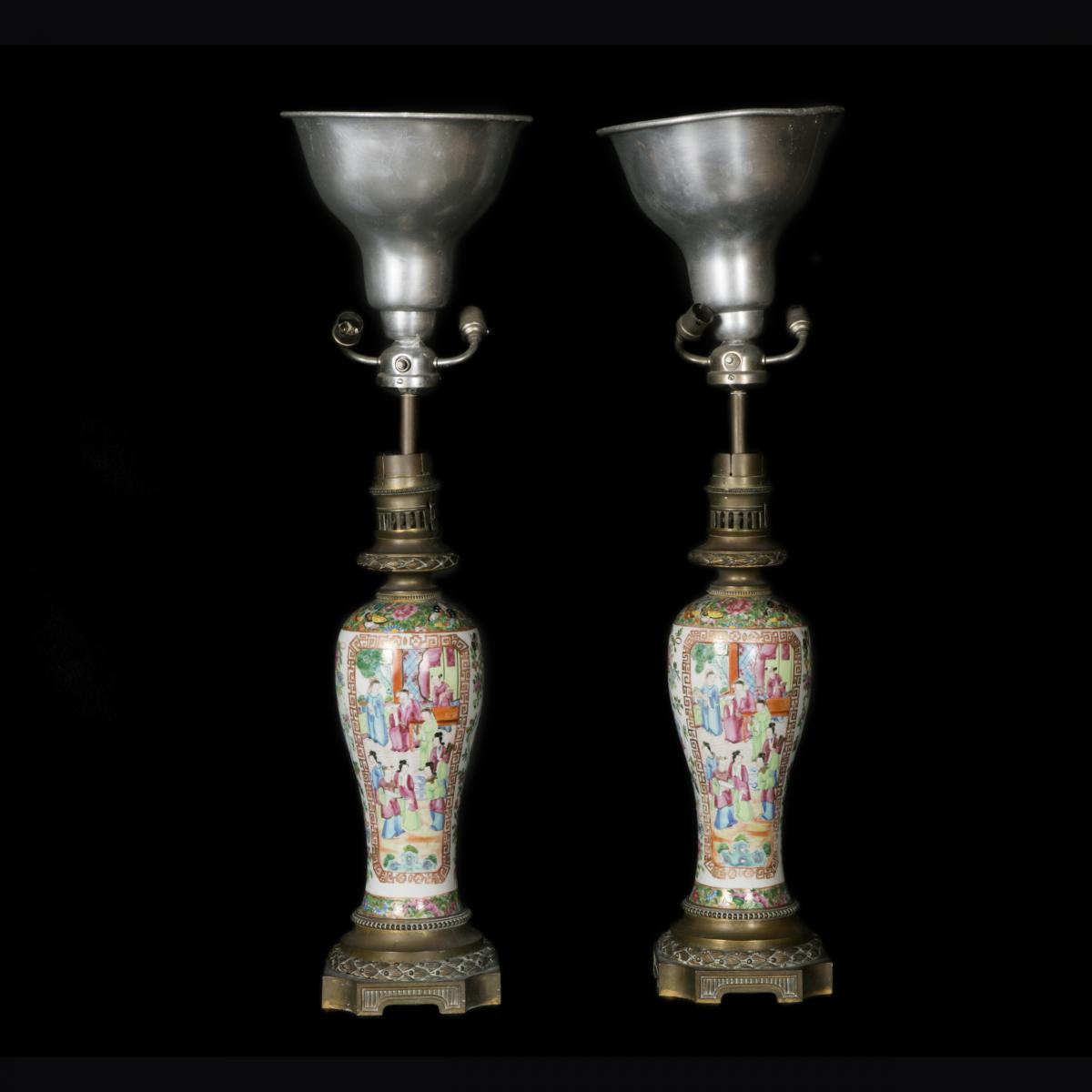 Paire de lampes de table, Canton, XIXe
