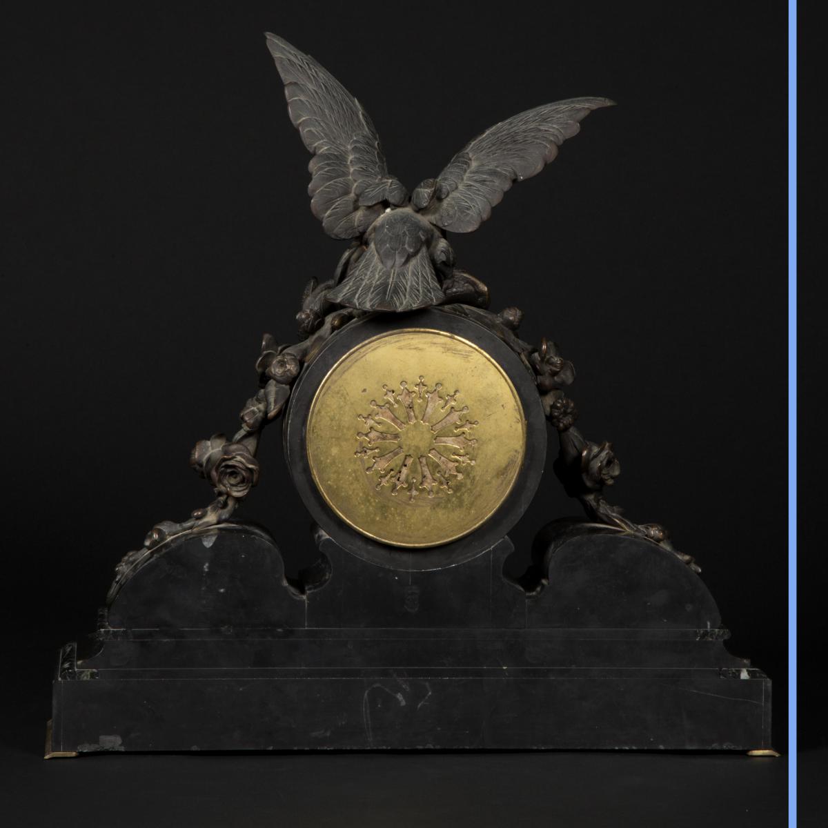 Pendule "L'aigle" en marbre et bronze, XIXe-photo-4