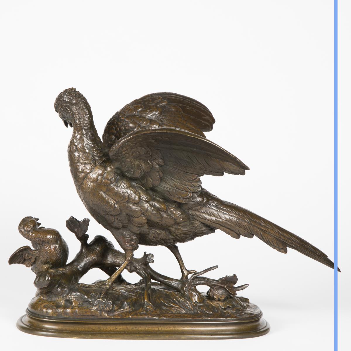 Paul Edouard Delabrierre (1829-1912) , Bronze, Poule faisane-photo-1