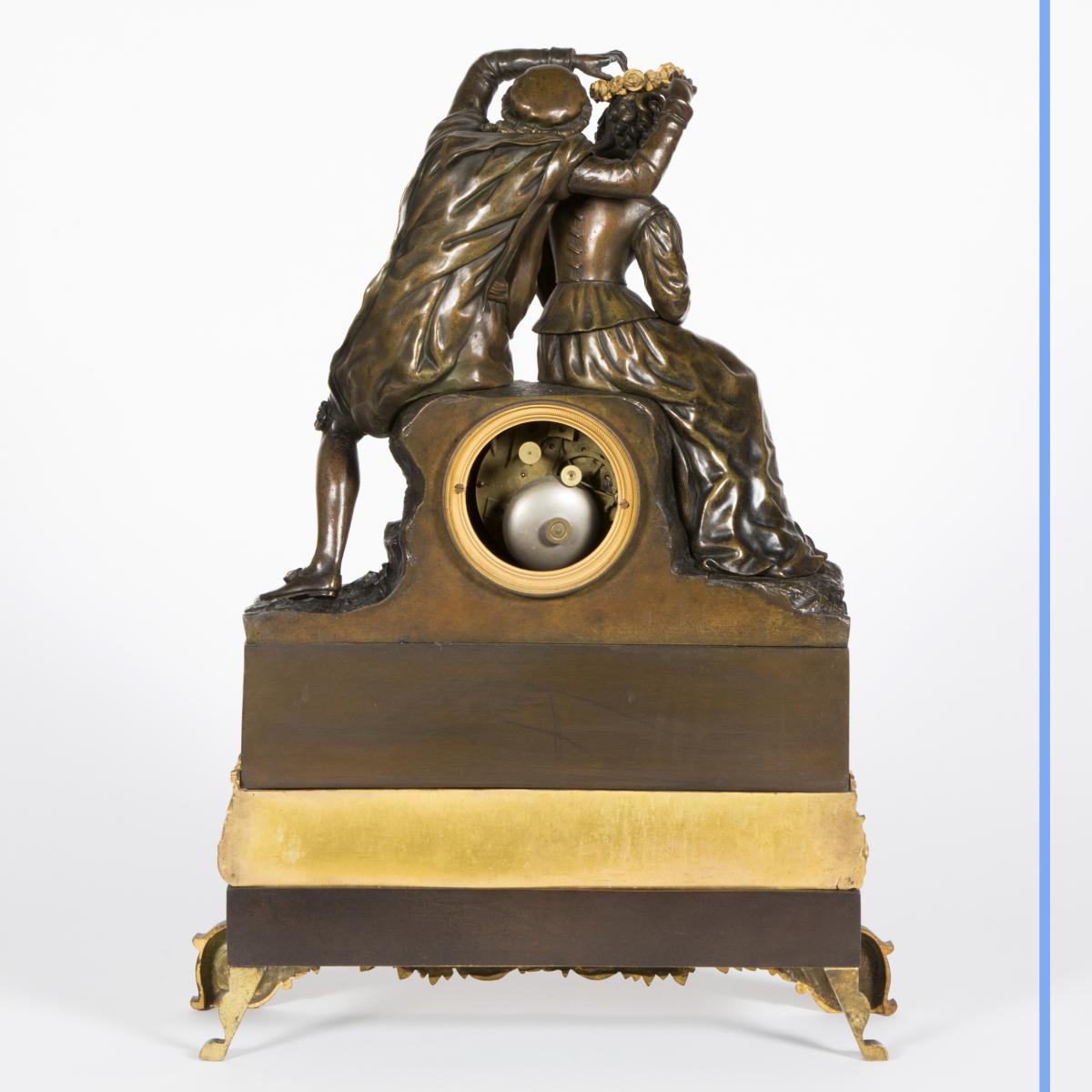 Pendule romantique en bronze, XIXe-photo-4
