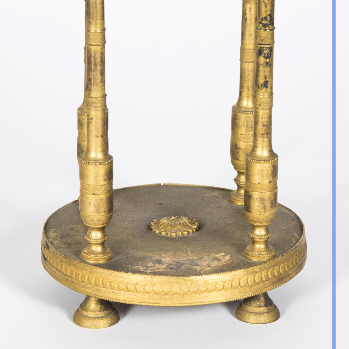 Pendule squelette à colonnes en bronze doré, XIXe-photo-3