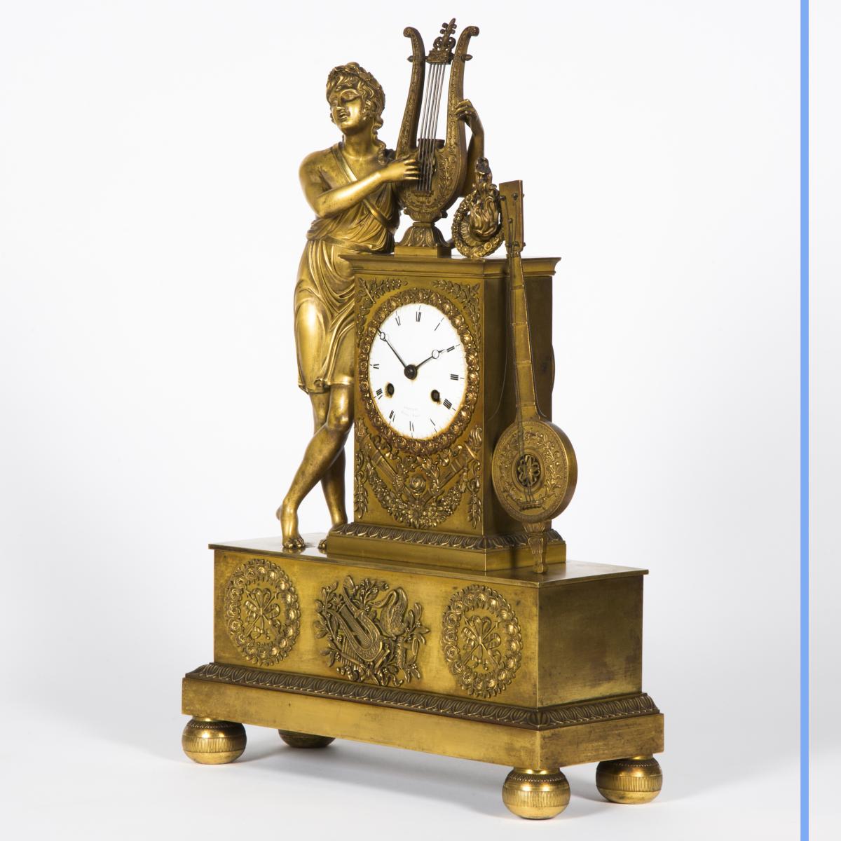 Pendule "Orphée" en bronze doré, XIXe-photo-2