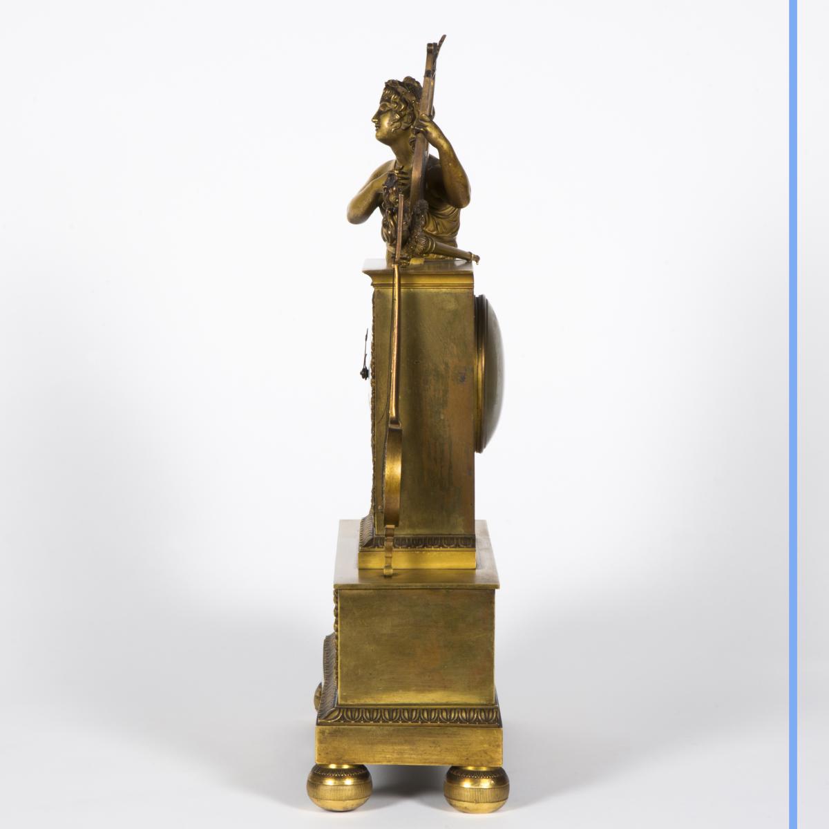 Pendule "Orphée" en bronze doré, XIXe-photo-3