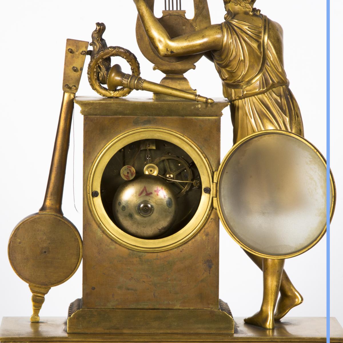 Pendule "Orphée" en bronze doré, XIXe-photo-4