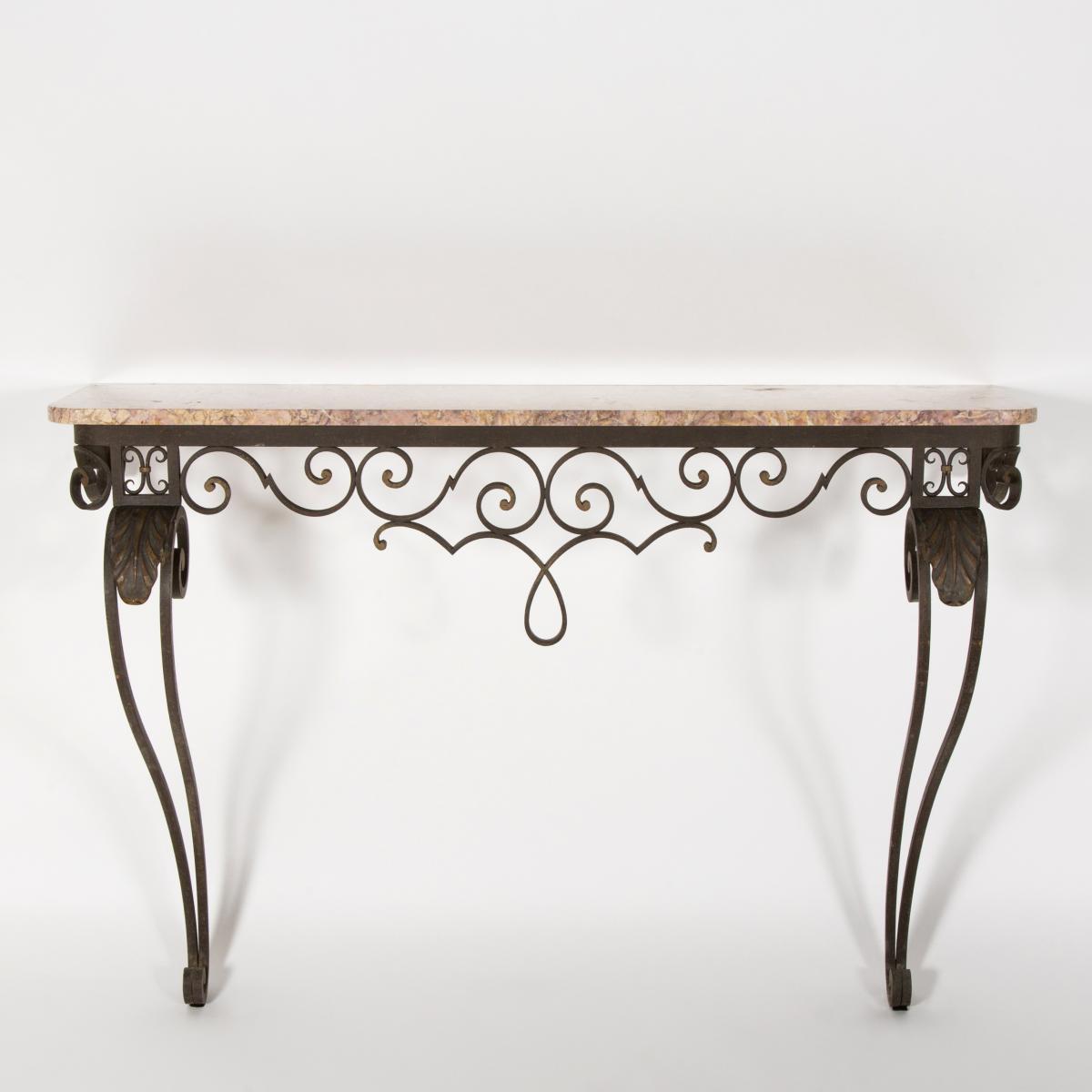 Console en ferronnerie d'art et marbre, XIXe