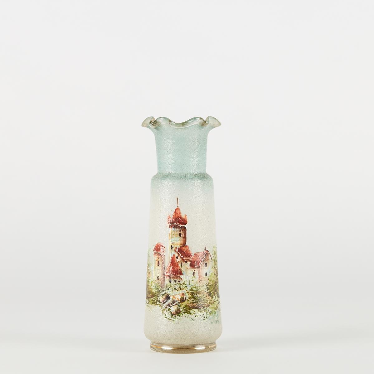 Vase en verre peint main, XXe 