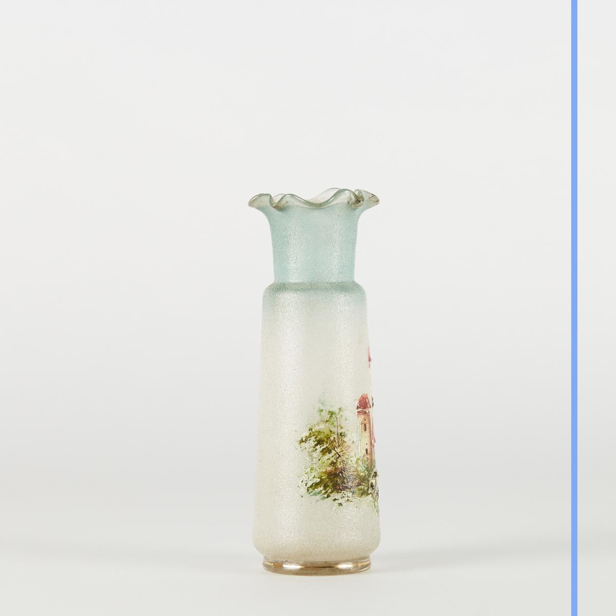 Vase en verre peint main, XXe -photo-4