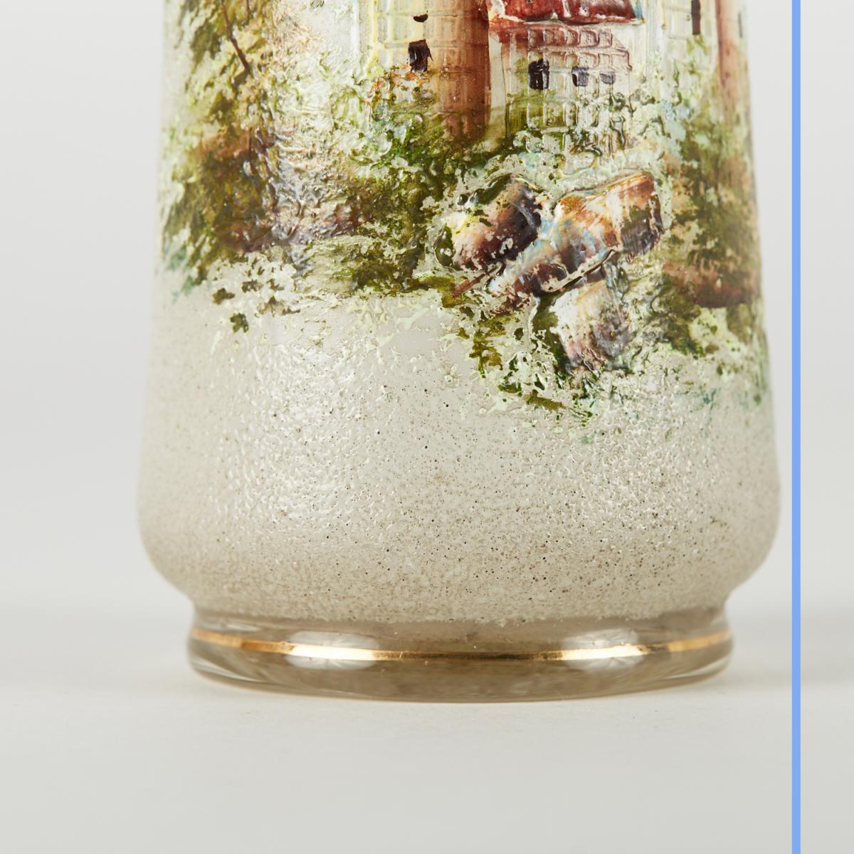 Vase en verre peint main, XXe -photo-3