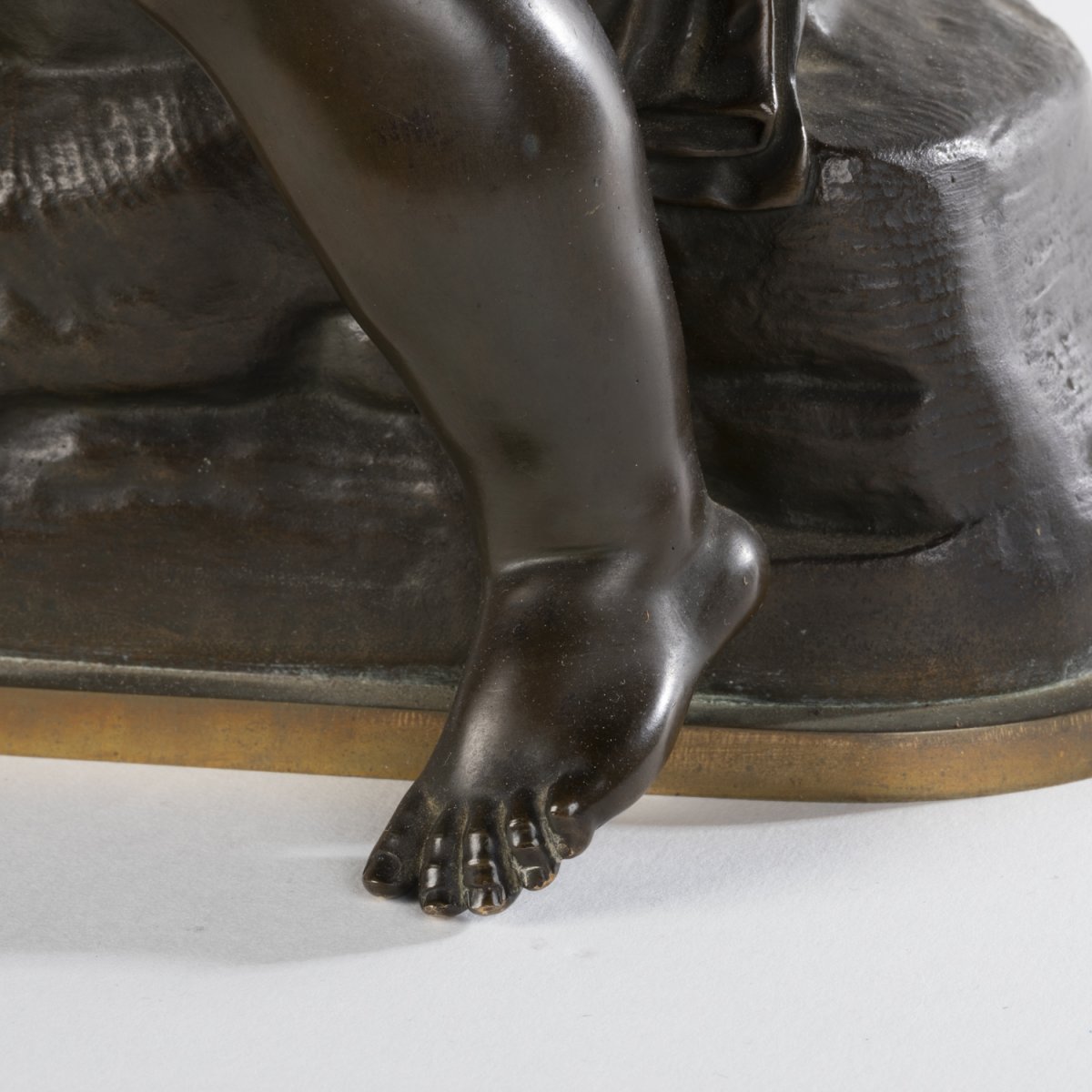 Ch. Gautier, Eros r&eacute;parant son arc, bronze &agrave; patine brune,  XIXe -photo-6