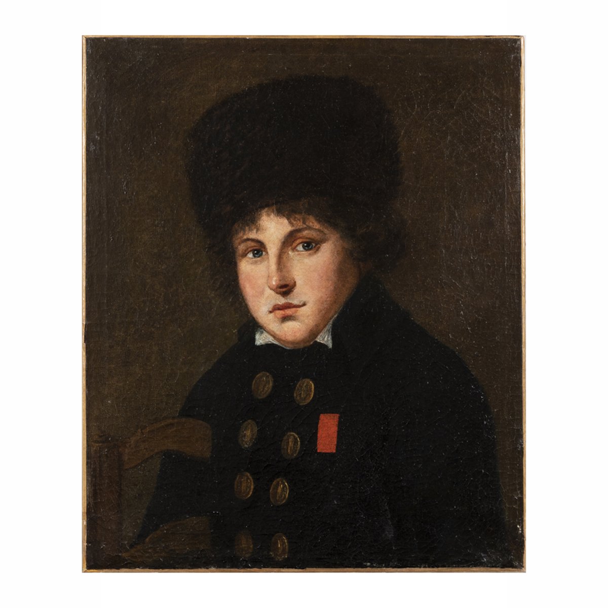 Huile sur toile, portrait de soldat russe, XIXe