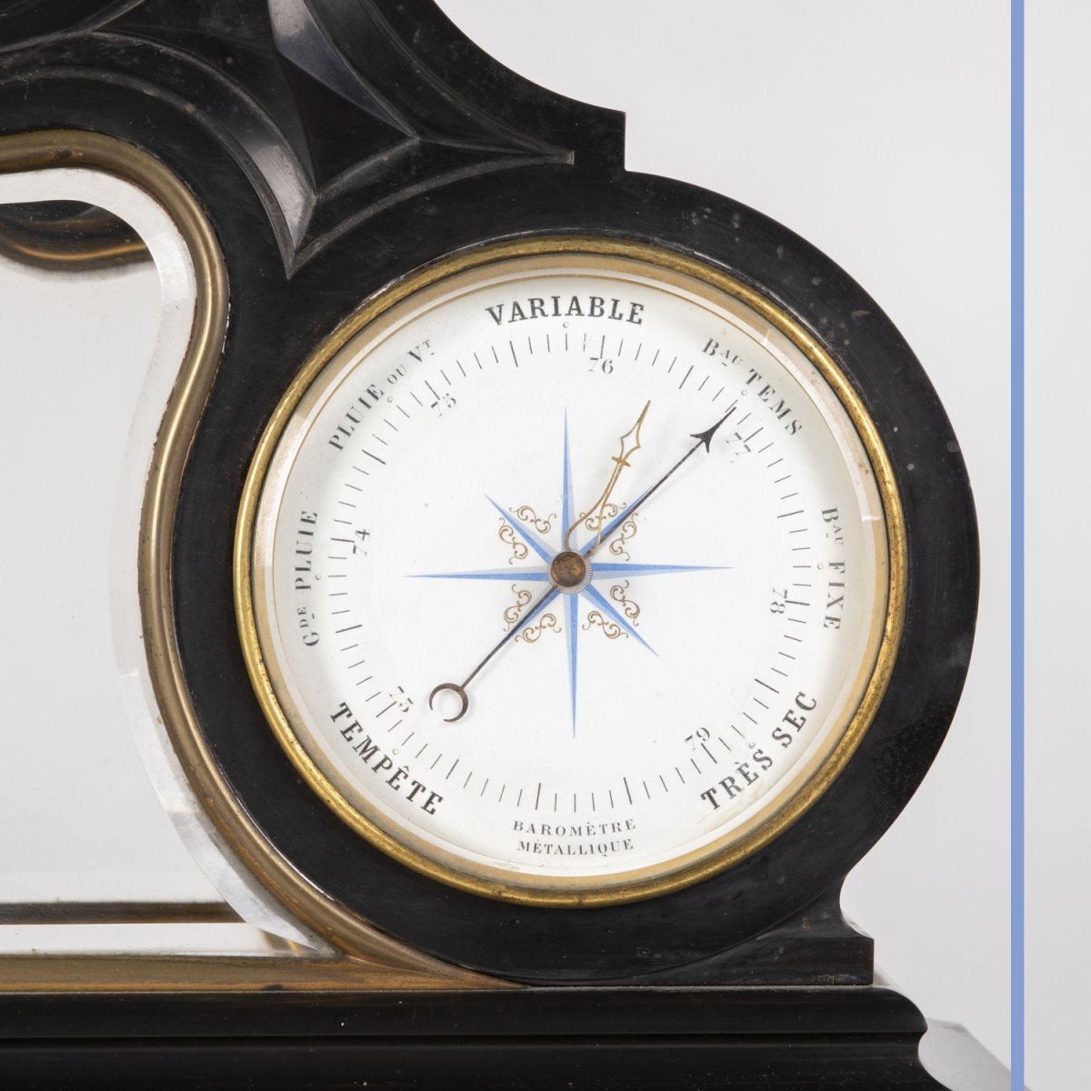 Constantin-Louis Detouche (1810-1889), pendule  &agrave; quanti&egrave;me et barom&egrave;tre en marbre noir, XIXe-photo-4