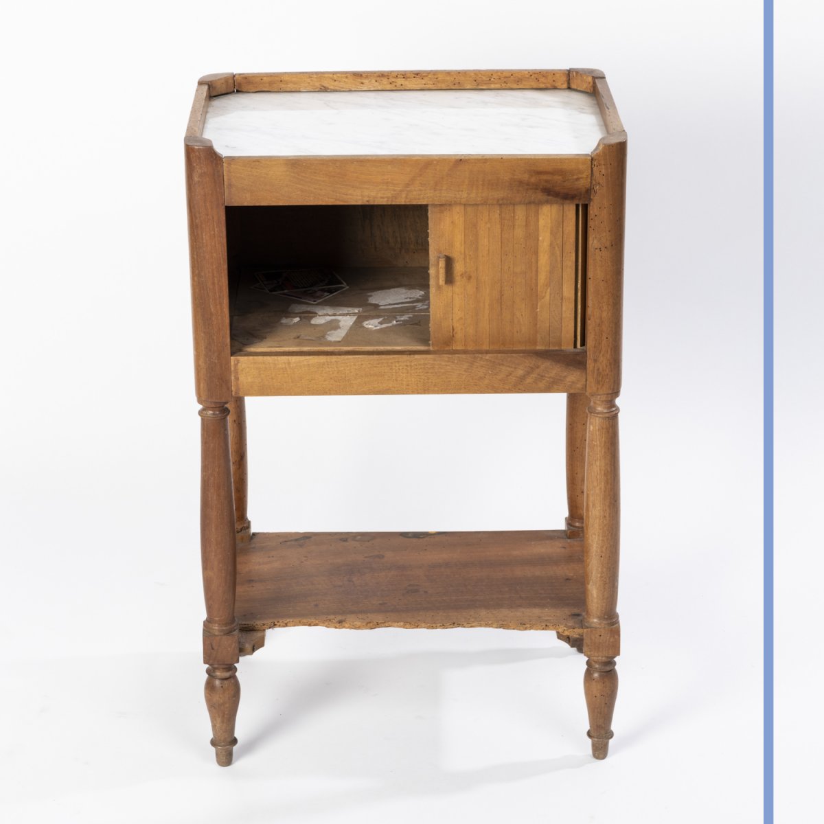 Bedside Table In Natural Wood Stamped And Surmounted By A Crown, 19th Century-photo-2