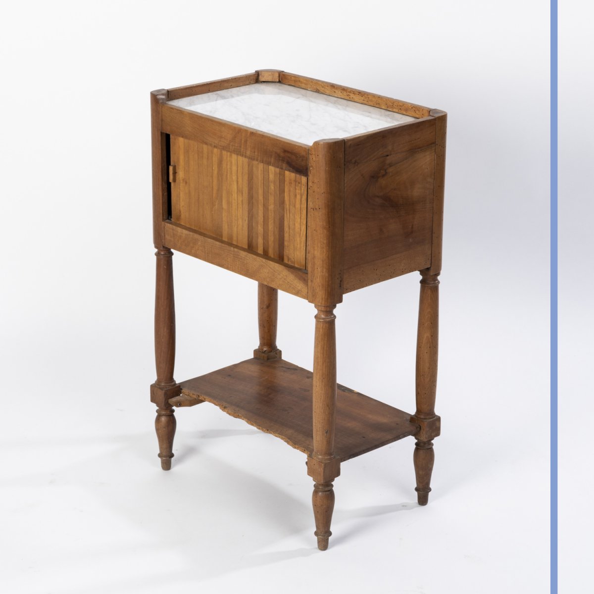 Bedside Table In Natural Wood Stamped And Surmounted By A Crown, 19th Century-photo-3