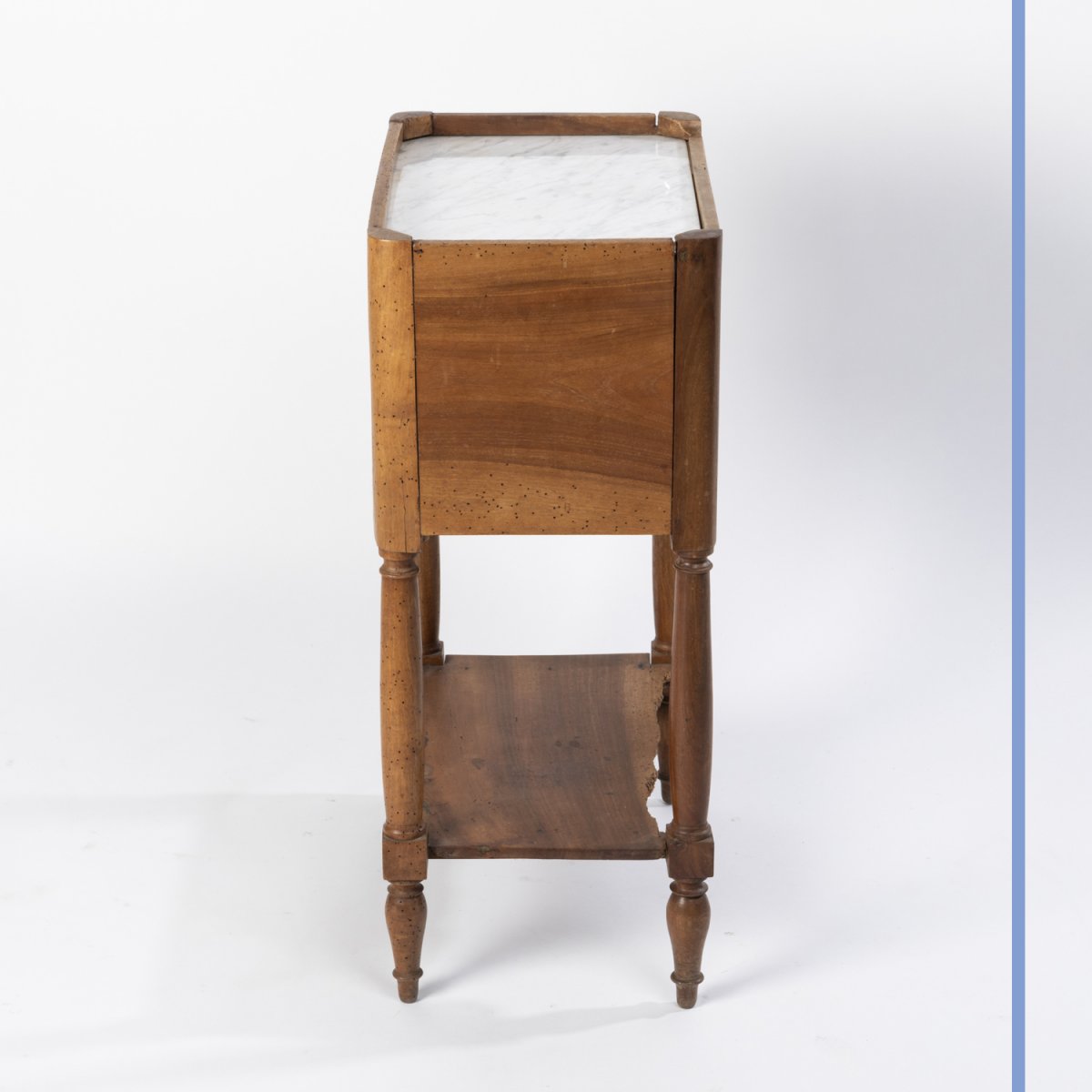 Bedside Table In Natural Wood Stamped And Surmounted By A Crown, 19th Century-photo-1