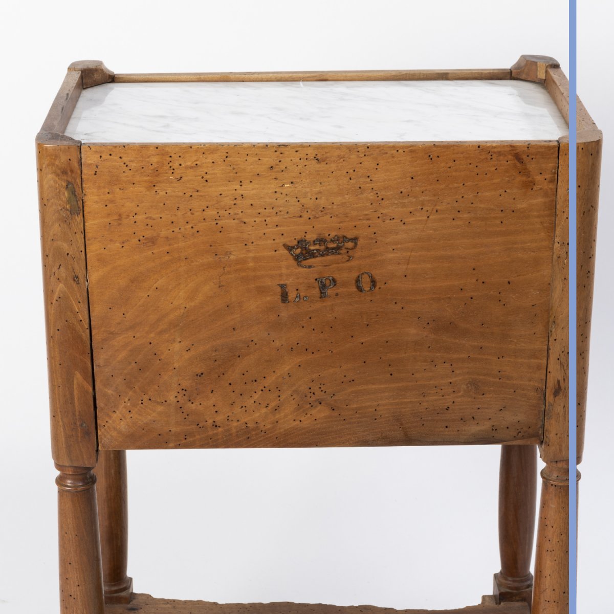 Bedside Table In Natural Wood Stamped And Surmounted By A Crown, 19th Century-photo-4