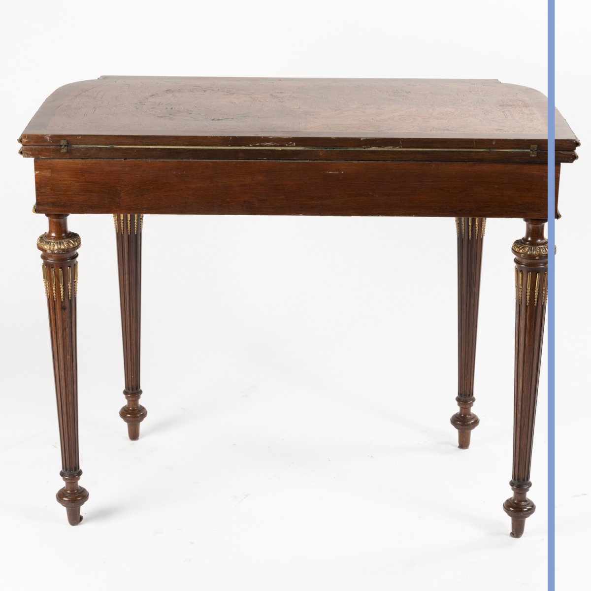Table &agrave; jeux marquet&eacute;e de style Louis XVI, XIXe -photo-2