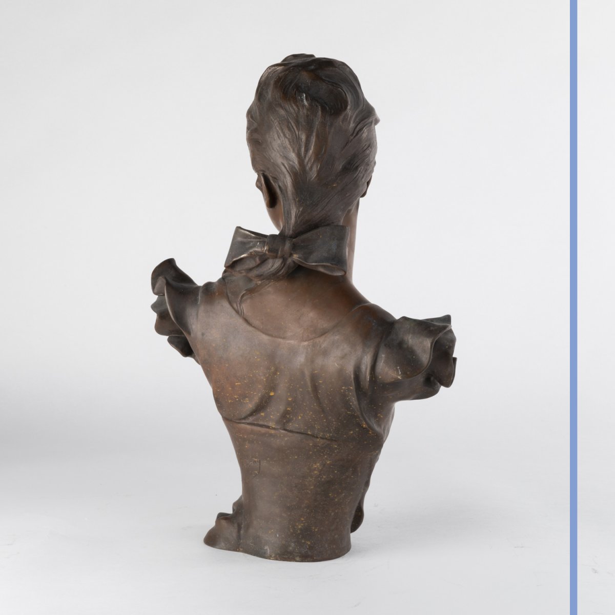Georges Charles Coudray (1862-1932), Buste de jeune femme en bronze à patine brune, XIXe-photo-3