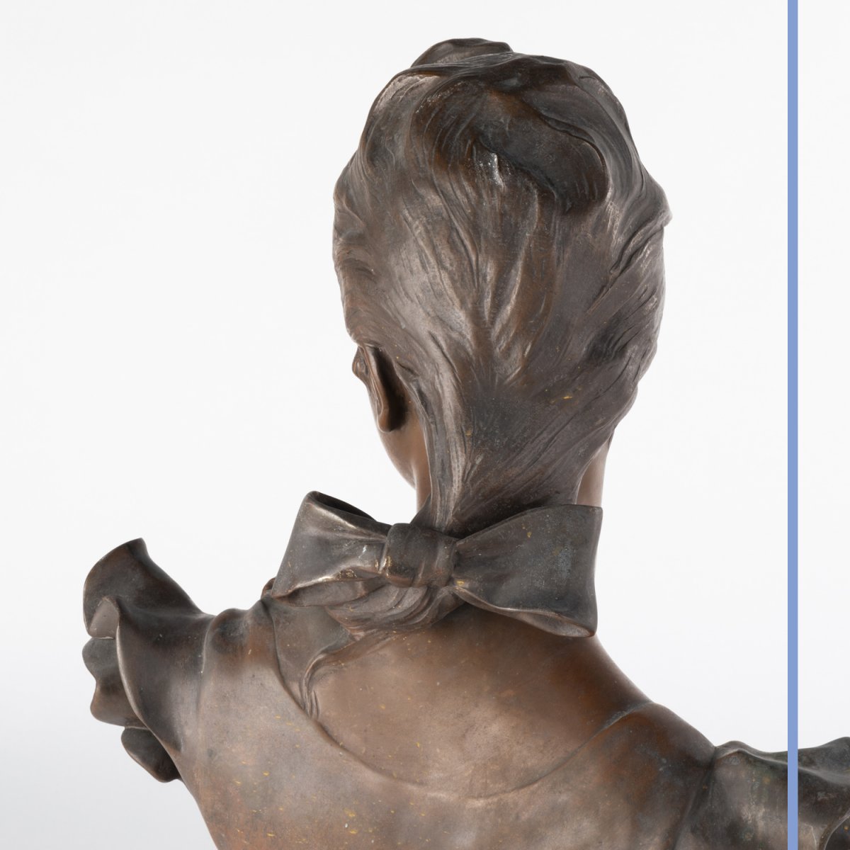 Georges Charles Coudray (1862-1932), Buste de jeune femme en bronze à patine brune, XIXe-photo-4