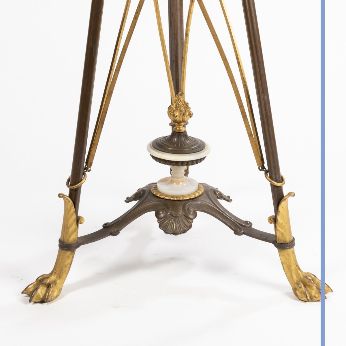Eugène Cornu (?-1875), guéridon tripode en bronze polychrome et onyx, XIXe-photo-7