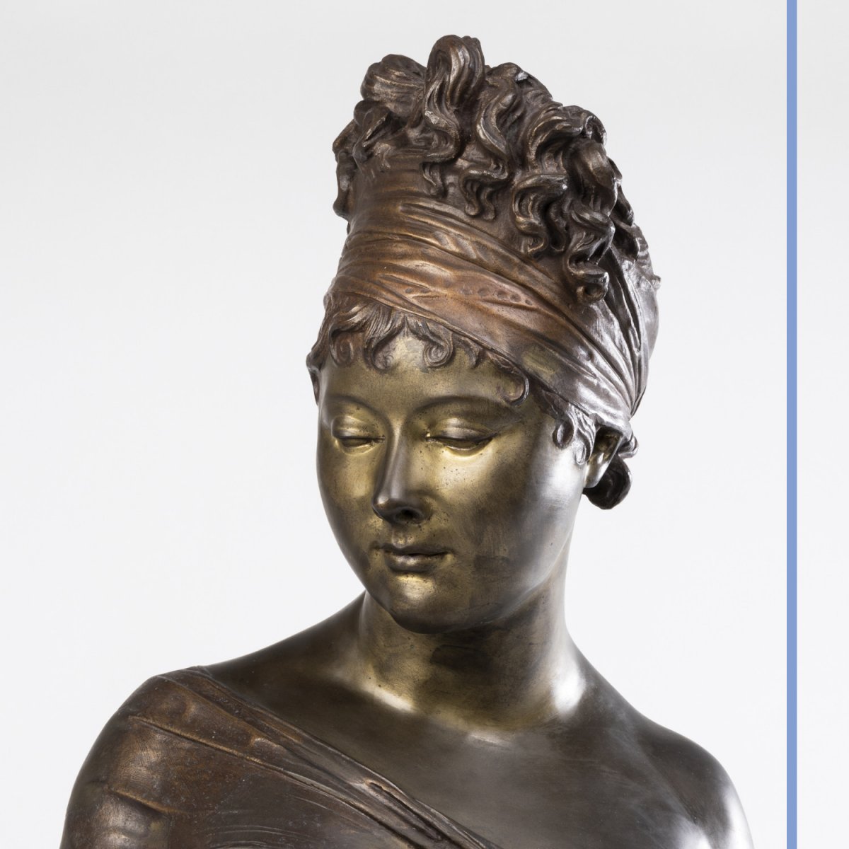 According To Joseph Chinard (1756-1813), Bust Of Madame Récamier, Bronze, 19th Century-photo-2