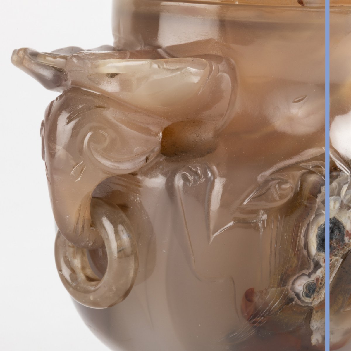 Chine, vase couvert &agrave; deux anses en agate brune sculpt&eacute;e, XIXe-photo-6