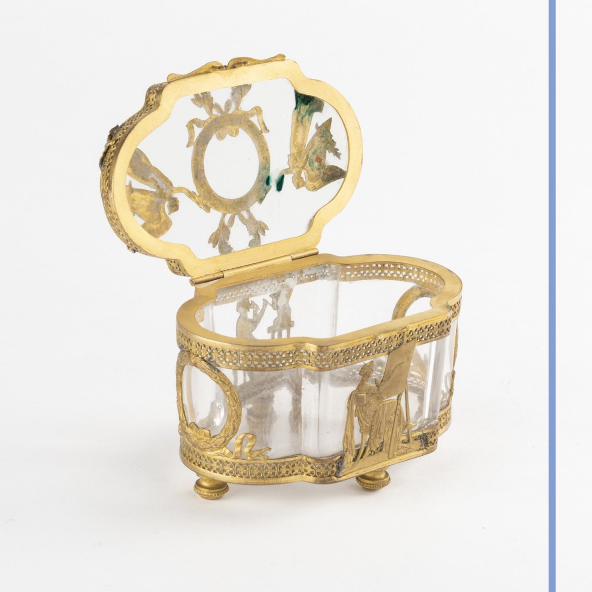 Coffret &agrave; bijoux de style Empire en verre et cuivre cisel&eacute;, XIXe-photo-2