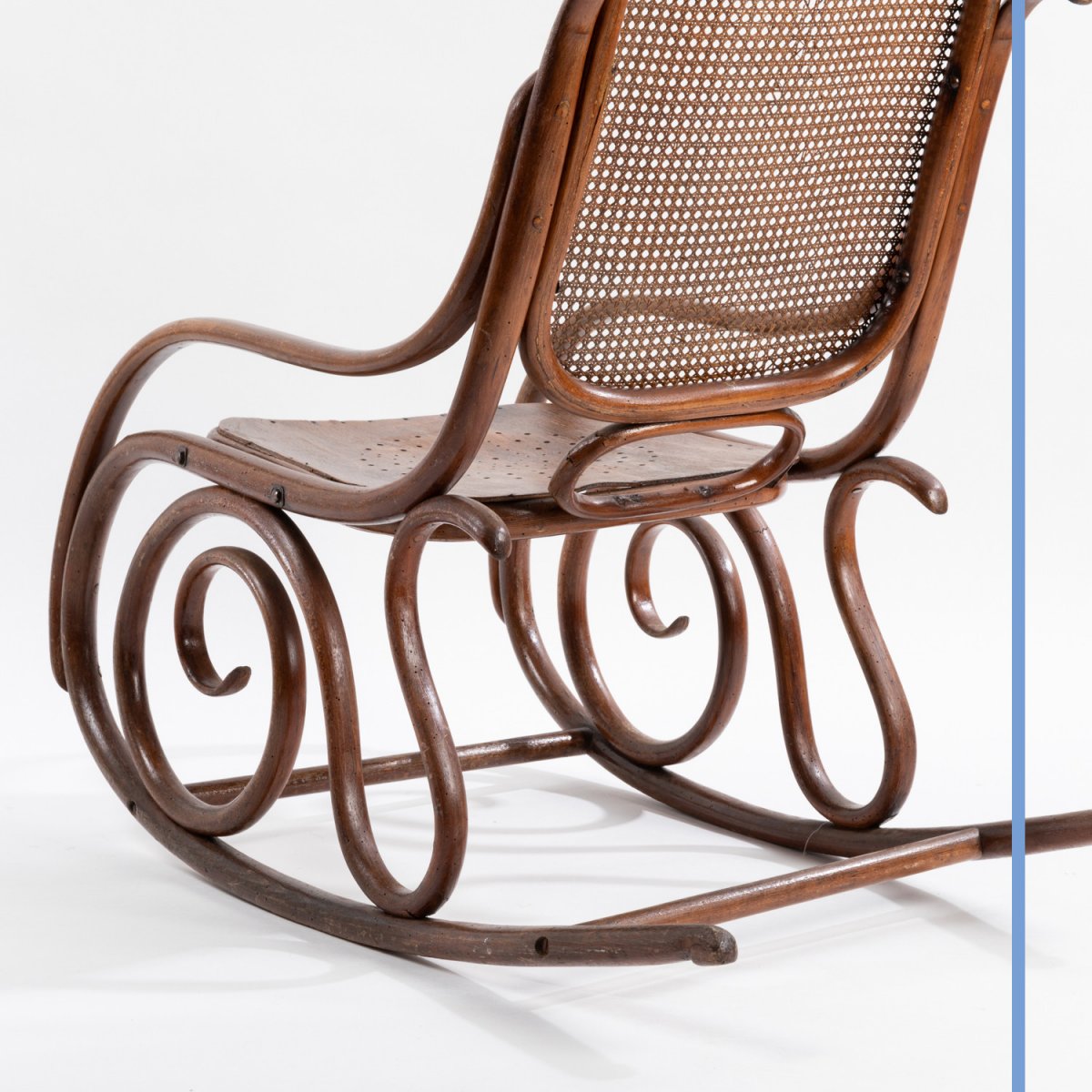 In The Style Of Thonet, Rocking-chair In Stained Bentwood, 20th Century-photo-5