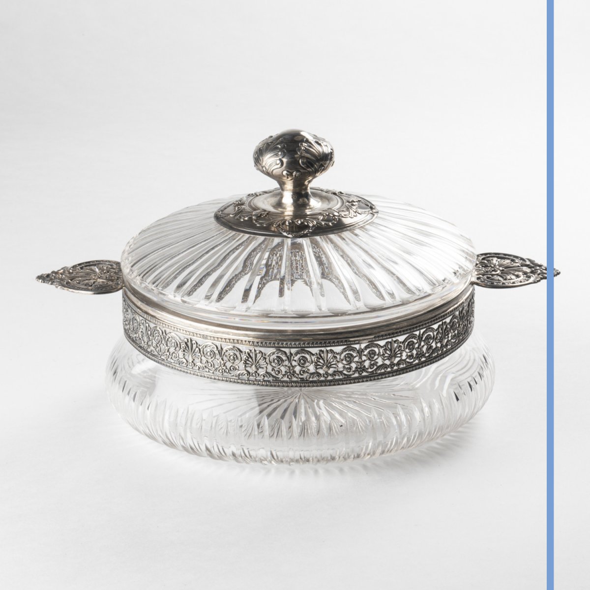 Compotier en cristal taill&eacute; et monture en argent, XIXe-photo-3