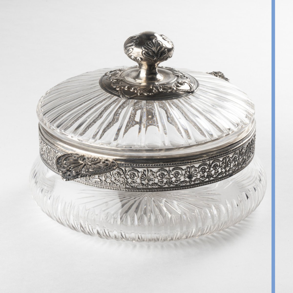 Compotier en cristal taill&eacute; et monture en argent, XIXe-photo-4