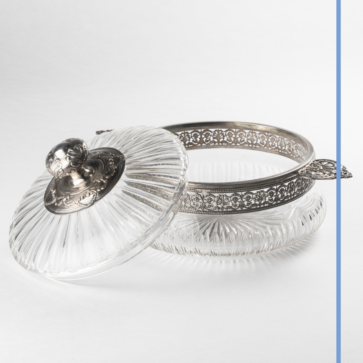 Compotier en cristal taill&eacute; et monture en argent, XIXe-photo-1