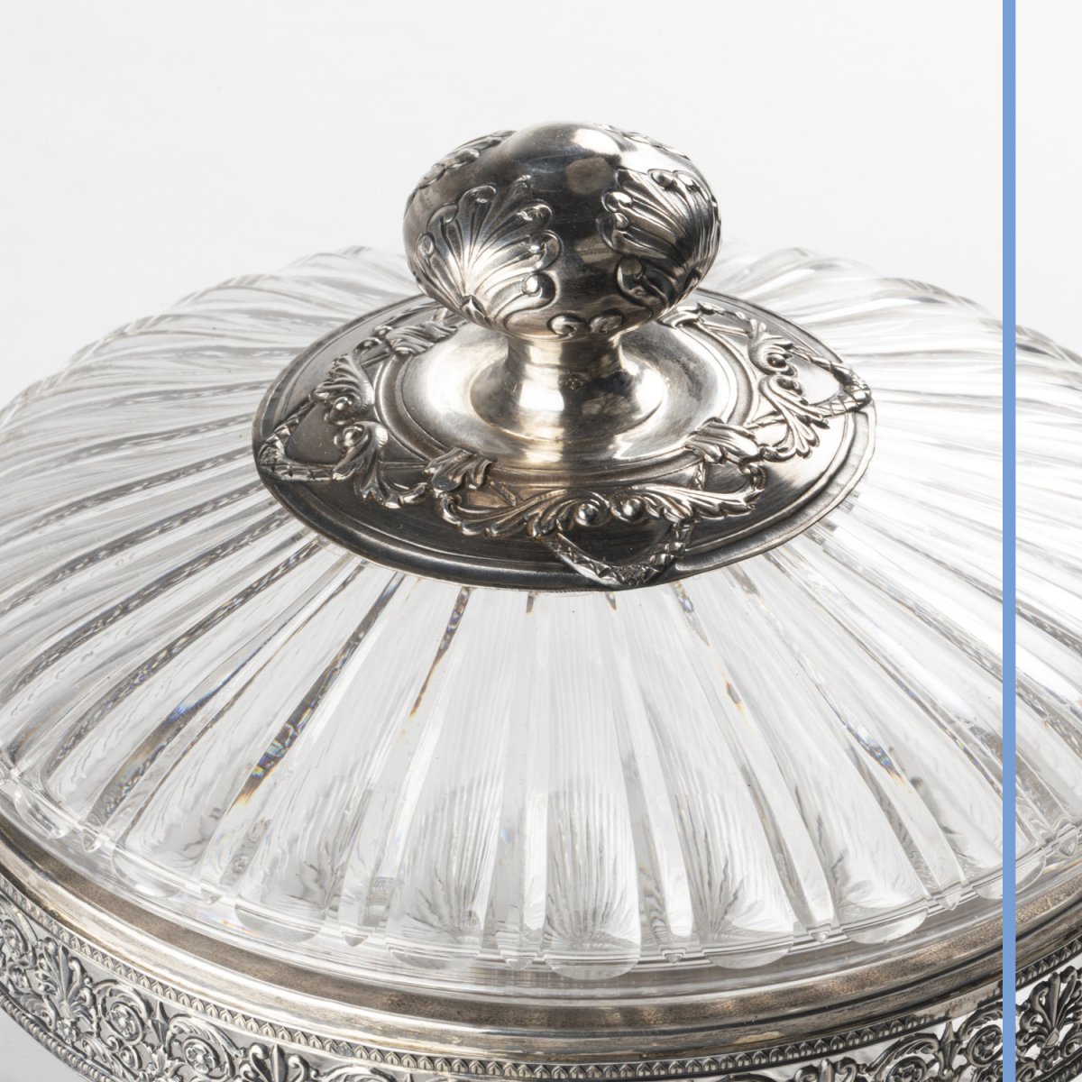 Compotier en cristal taill&eacute; et monture en argent, XIXe-photo-3