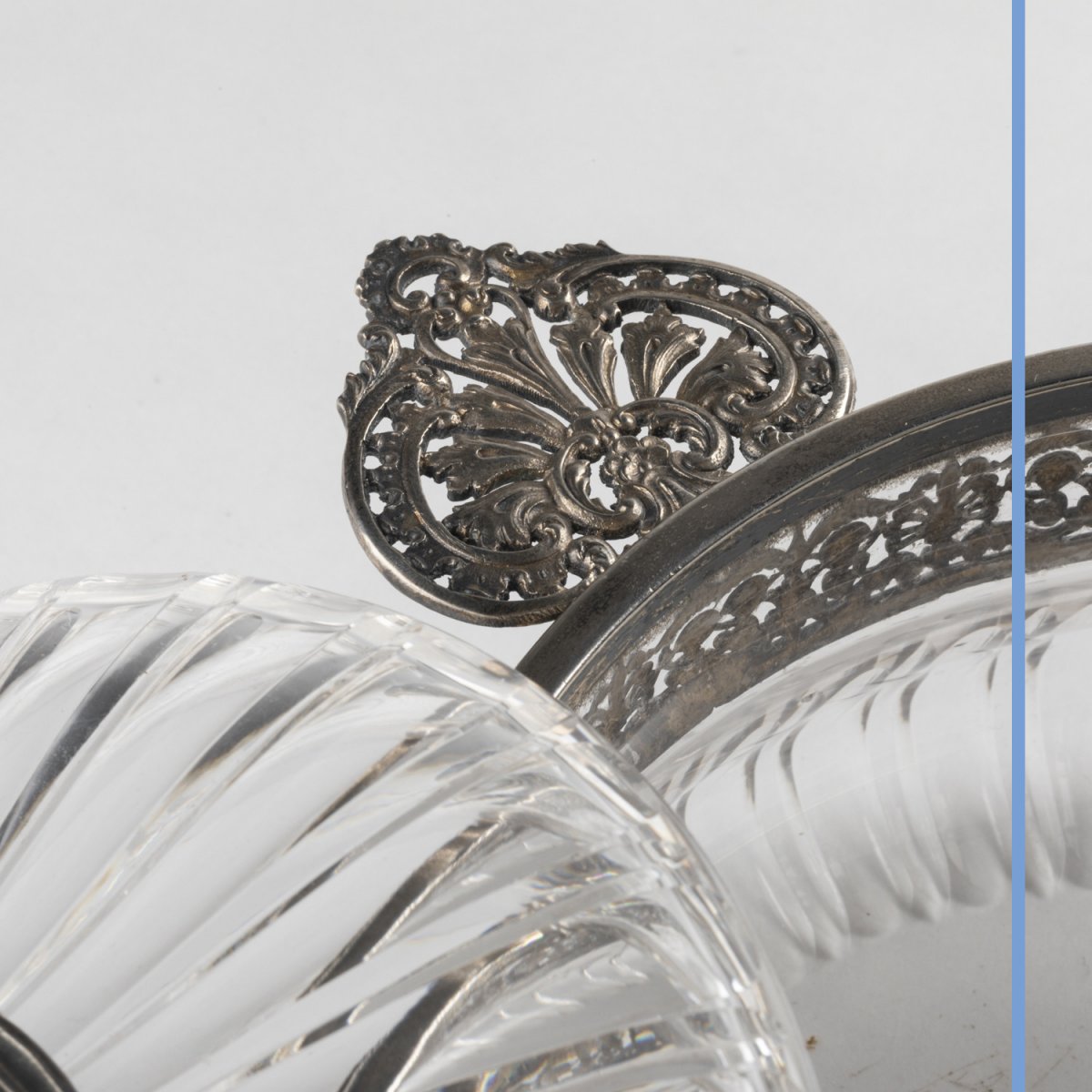 Compotier en cristal taill&eacute; et monture en argent, XIXe-photo-5