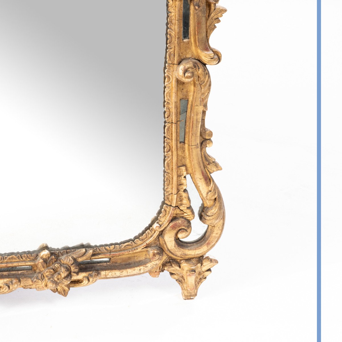 Miroir de style Louis XV en bois et stuc sculpt&eacute; et dor&eacute;, XIXe-photo-2