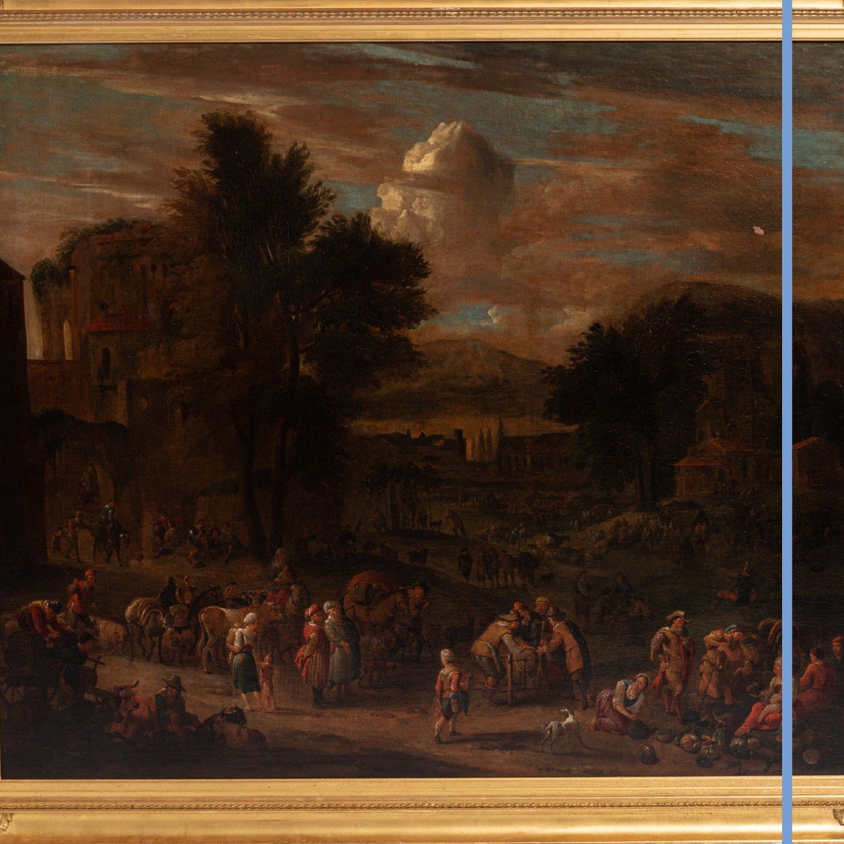 Attribué à Pieter Bout (1658-1719) et Adriaen Frans Van Bondewyns (1644-1711), « Paysans et orientaux au marché », XVIIIe-photo-2
