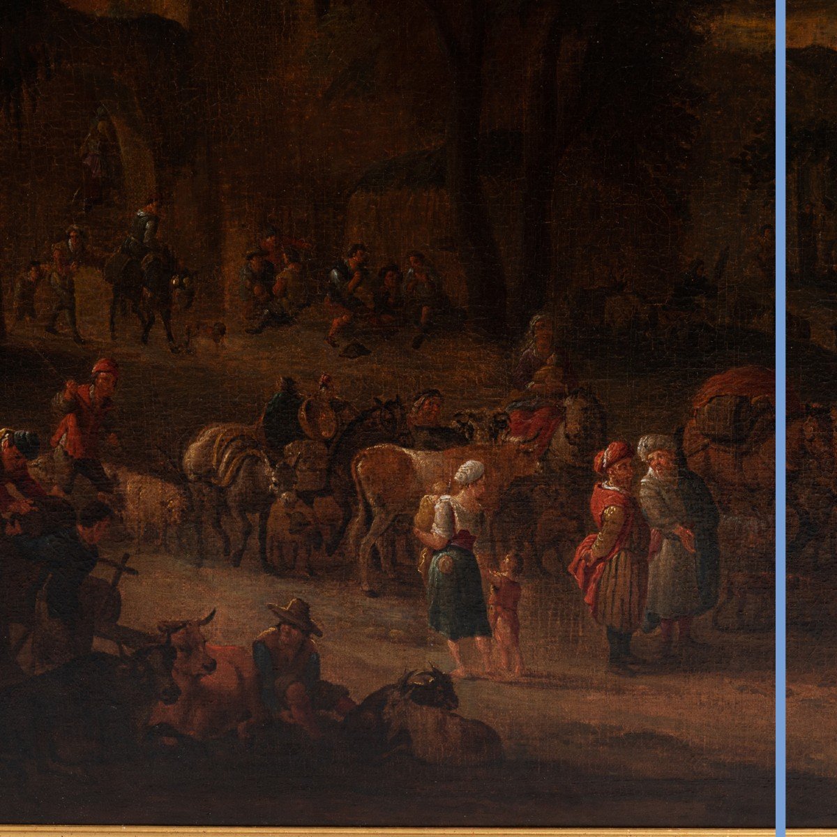 Attribué à Pieter Bout (1658-1719) et Adriaen Frans Van Bondewyns (1644-1711), « Paysans et orientaux au marché », XVIIIe-photo-4