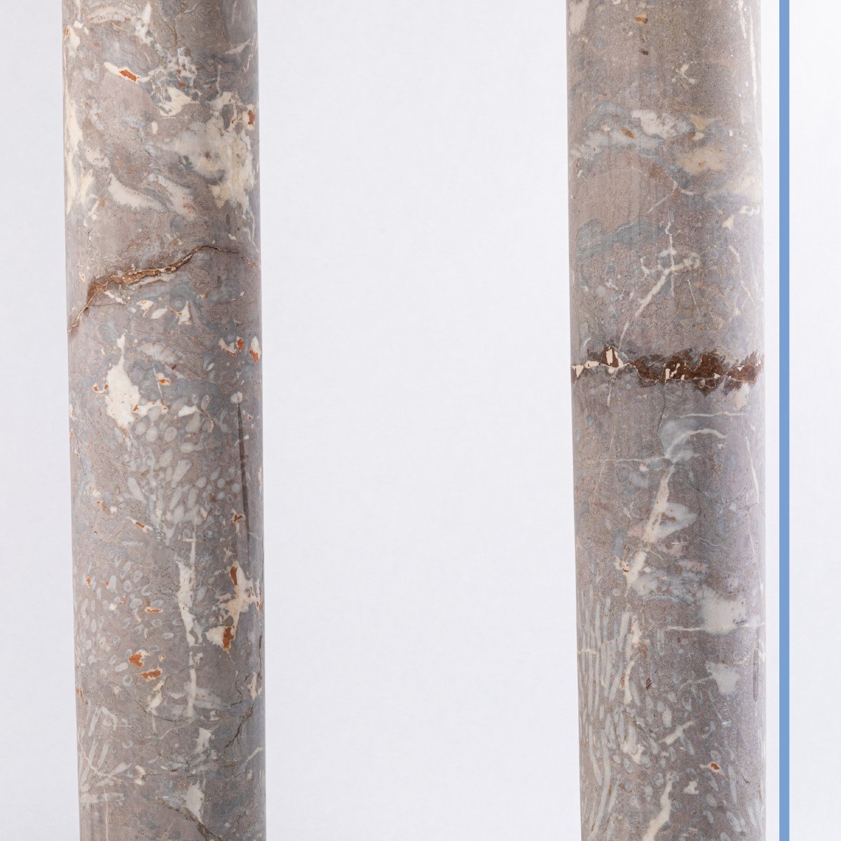 Paire de colonnes doriques en marbre gris vein&eacute;, XIXe-photo-2