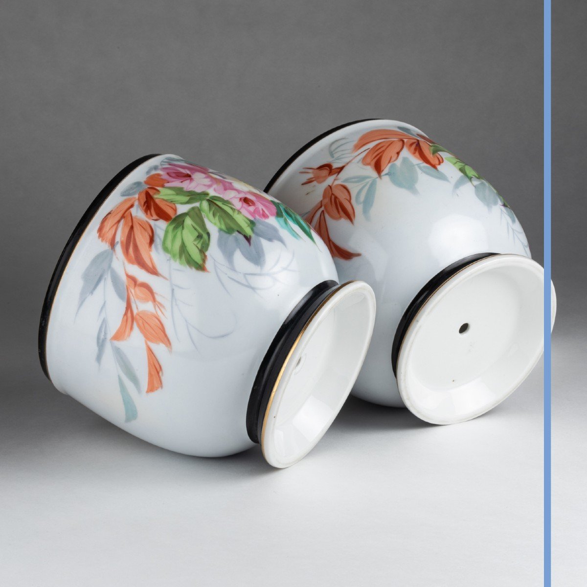 Paire de cache-pots en porcelaine de Paris, XIXe-photo-5