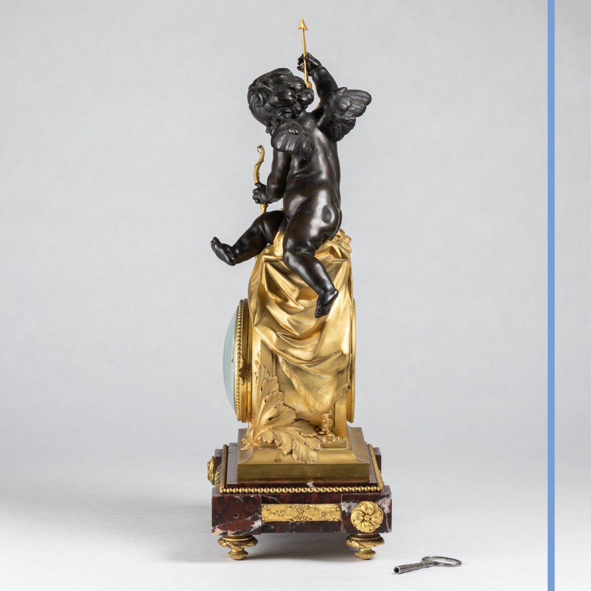 Guillaume Deni&egrave;re (1815-1901), pendule au Cupidon en bronze &agrave; patine brune et bronze dor&eacute;, XIXe-photo-3