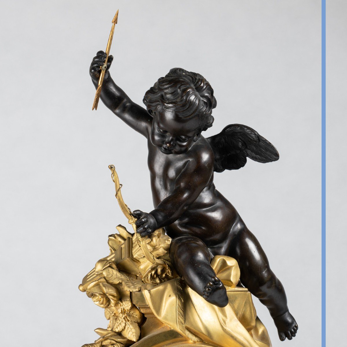 Guillaume Deni&egrave;re (1815-1901), pendule au Cupidon en bronze &agrave; patine brune et bronze dor&eacute;, XIXe-photo-3