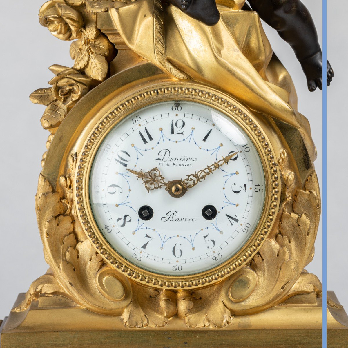 Guillaume Deni&egrave;re (1815-1901), pendule au Cupidon en bronze &agrave; patine brune et bronze dor&eacute;, XIXe-photo-5