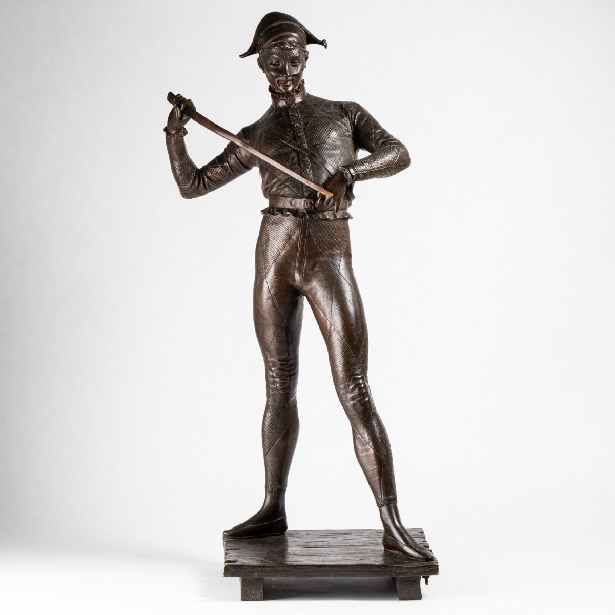 Paul Dubois (1829-1905), "L'arlequin", bronze à patine brune, XIXe