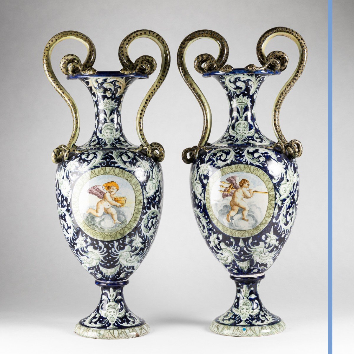 Paire de vases Italien en porcelaine, XIXe-photo-4