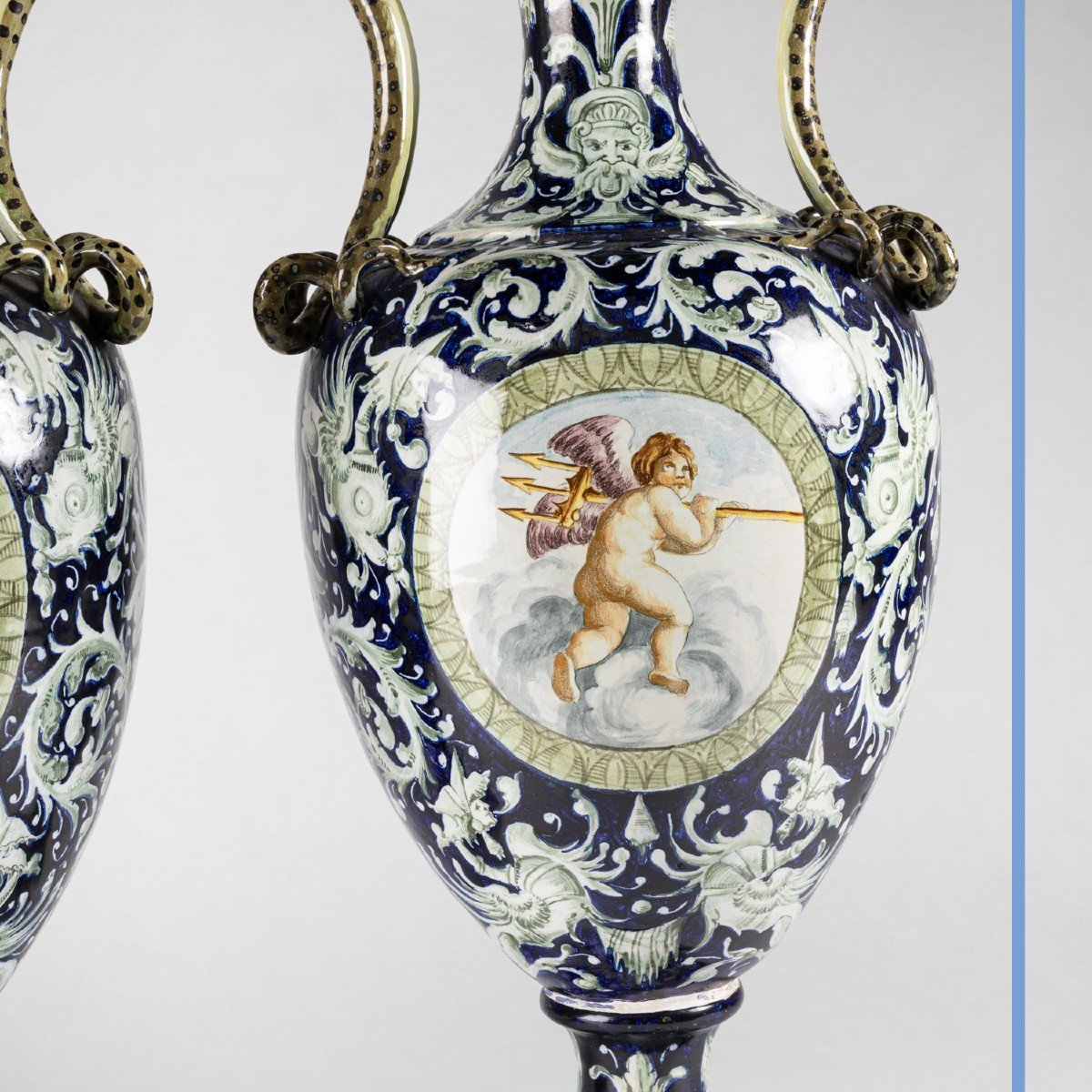 Paire de vases Italien en porcelaine, XIXe-photo-6