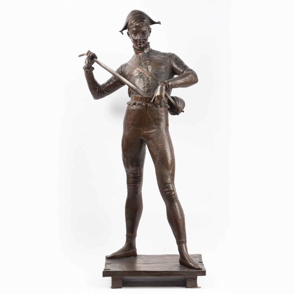 Paul Dubois (1829-1905), "L'arlequin", bronze à patine brune, XIXe