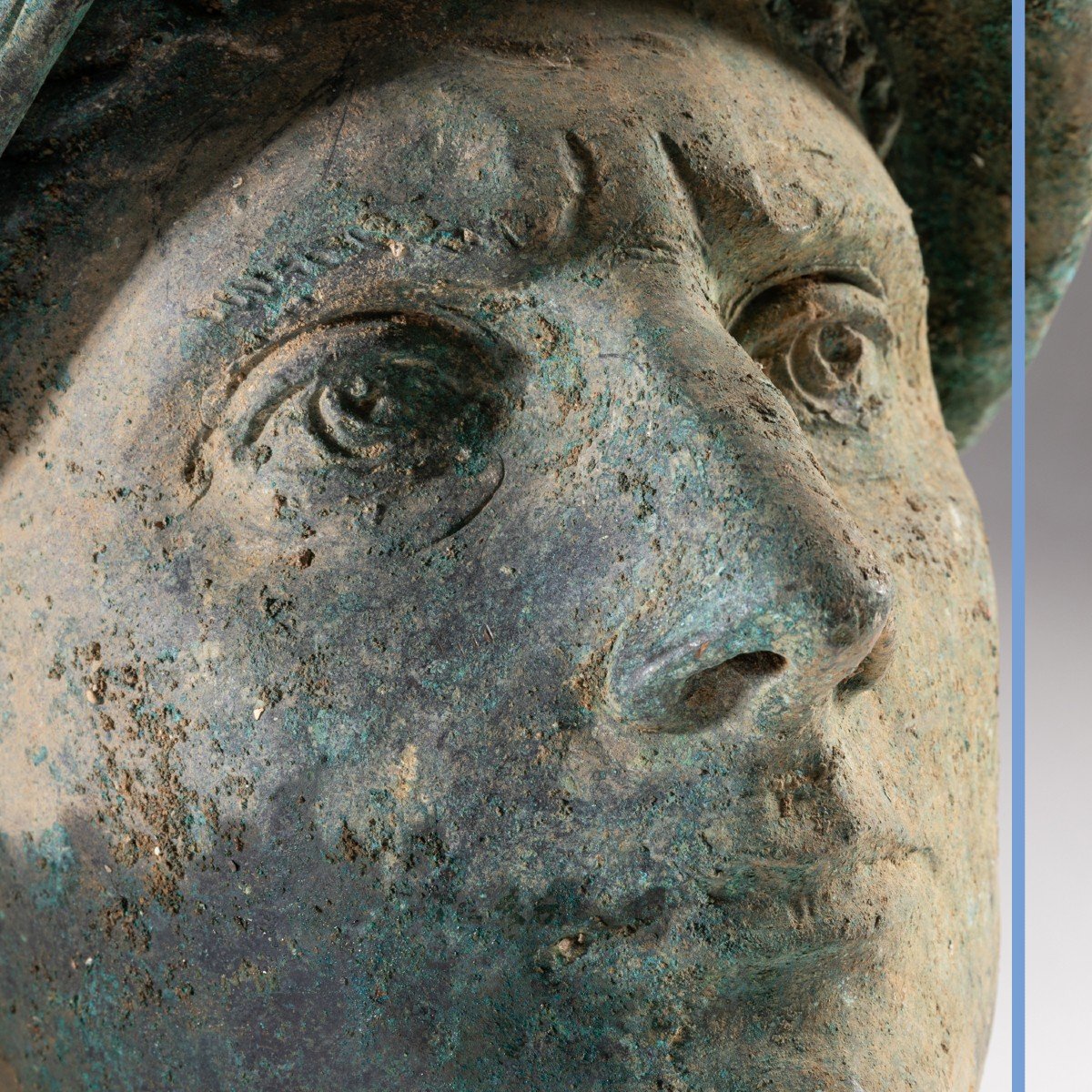 Importante tête de guerrier ou Mars en bronze, XIXe-photo-5