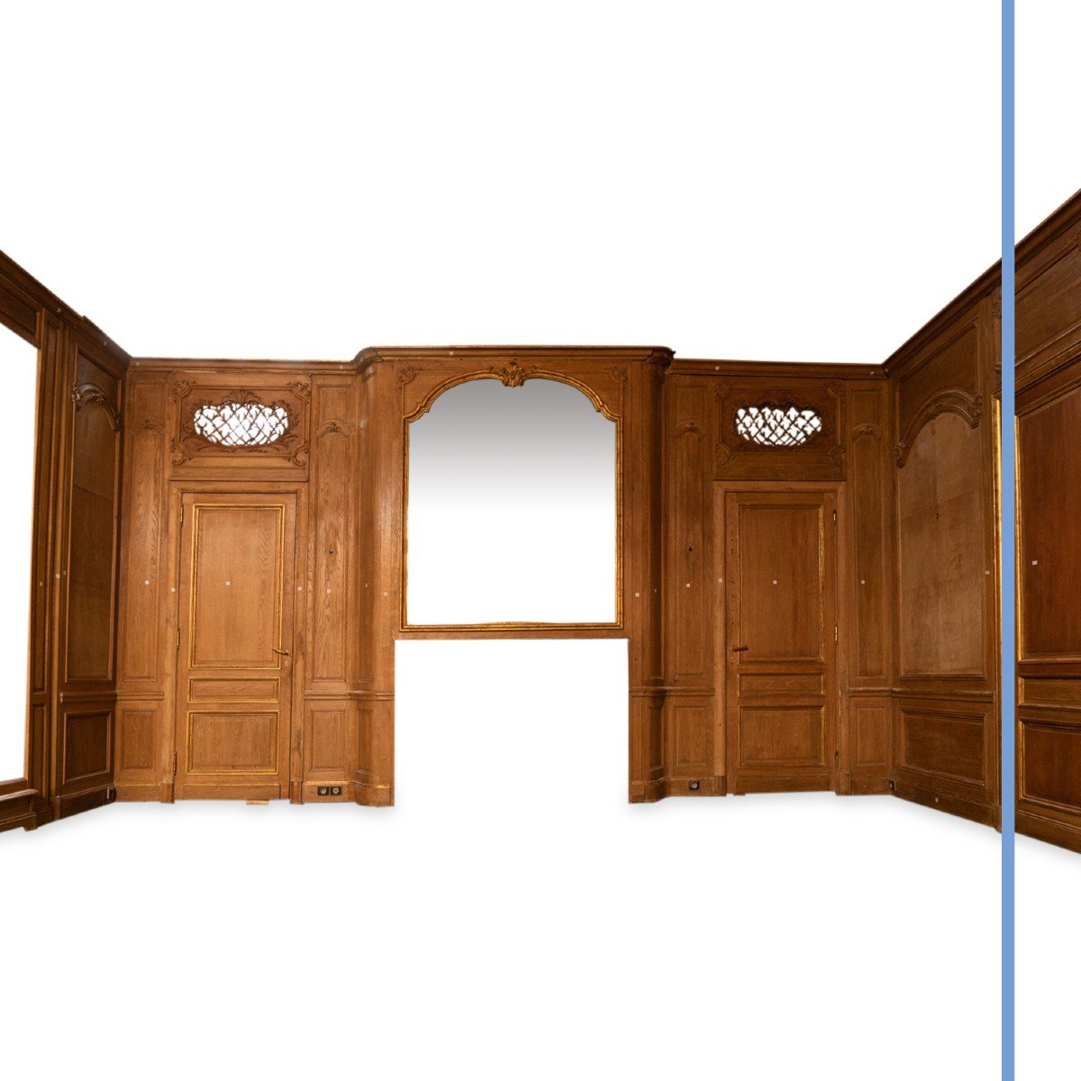 Louis XV Style Woodwork In Blond Oak And Gold Leaf, Early 20th Century-photo-2