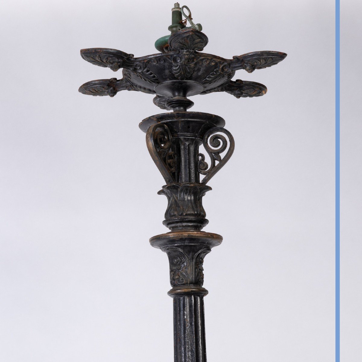 Piètement de lampadaire Charles X à gaz en fonte de fer, XIXe-photo-2